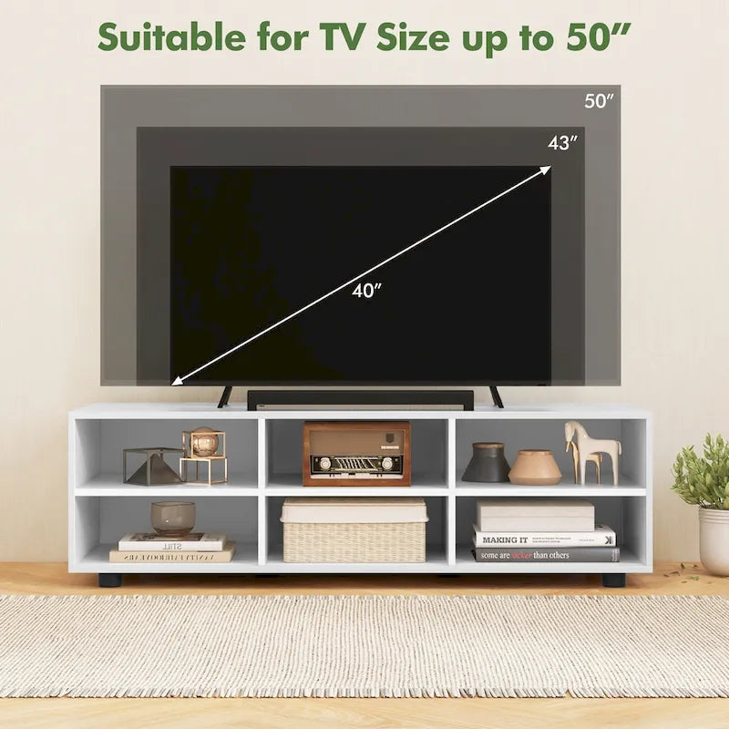 Meuble TV Gymax pour téléviseur 50 pouces, support TV 42 avec 3 étagères réglables