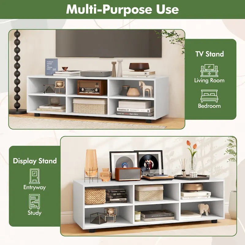 Meuble TV Gymax pour téléviseur 50 pouces, support TV 42 avec 3 étagères réglables