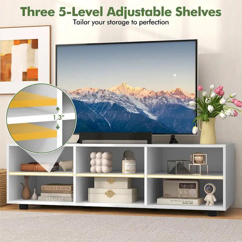 Meuble TV Gymax pour téléviseur 50 pouces, support TV 42 avec 3 étagères réglables