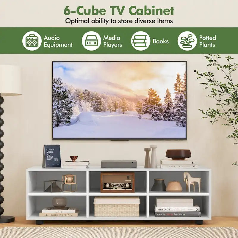 Meuble TV Gymax pour téléviseur 50 pouces, support TV 42 avec 3 étagères réglables