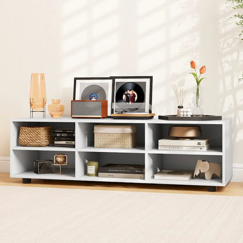 Meuble TV Gymax pour téléviseur 50 pouces, support TV 42 avec 3 étagères réglables