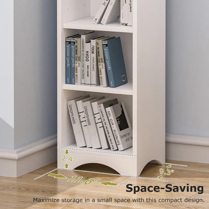 VECELO Armoire de salle de bain étroite de 180 cm de haut, en bois massif, 8 étagères, meuble de rangement autonome
