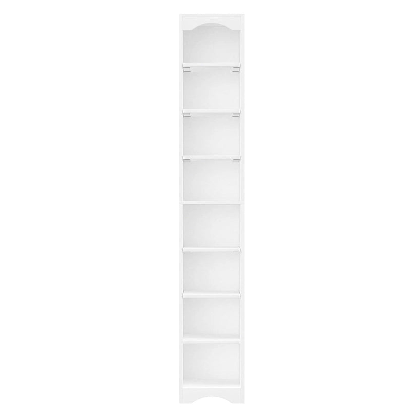 VECELO Armoire de salle de bain étroite de 180 cm de haut, en bois massif, 8 étagères, meuble de rangement autonome