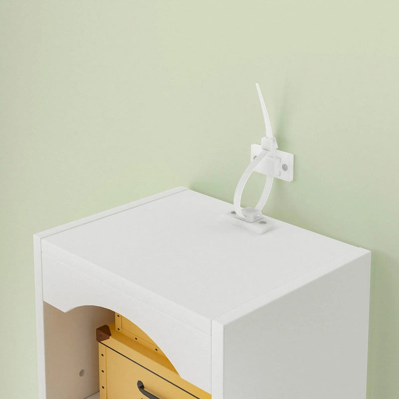 VECELO Armoire de salle de bain étroite de 180 cm de haut, en bois massif, 8 étagères, meuble de rangement autonome