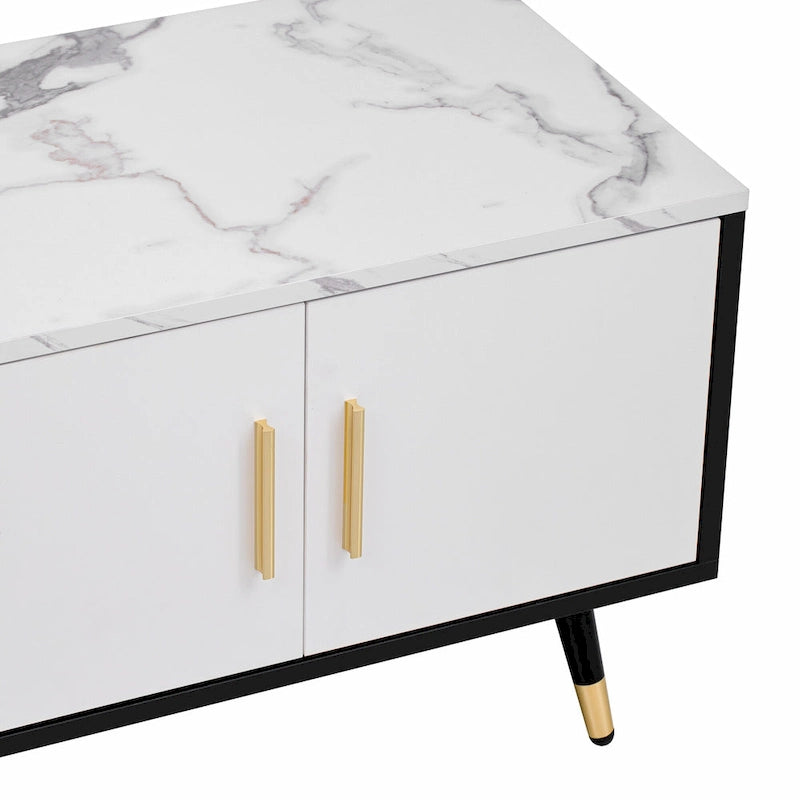 Meuble TV moderne avec 2 armoires et compartiments ouverts, console de télévision pour salon, chambre à coucher