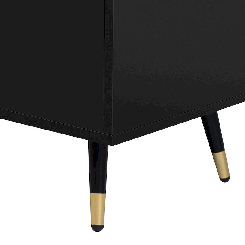 Meuble TV moderne avec 2 armoires et compartiments ouverts, console de télévision pour salon, chambre à coucher