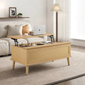Stolik kawowy Chelsea Square Teagan z podnoszonym blatem i schowkiem, rattan – 42 x 17