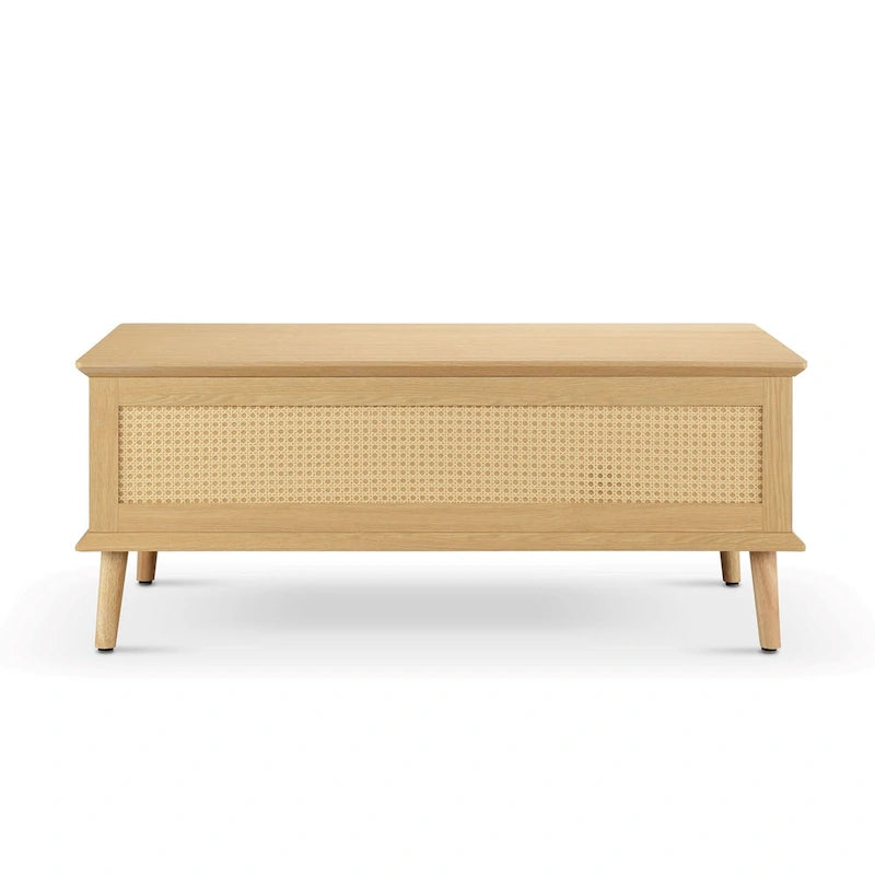Stolik kawowy Chelsea Square Teagan z podnoszonym blatem i schowkiem, rattan – 42 x 17