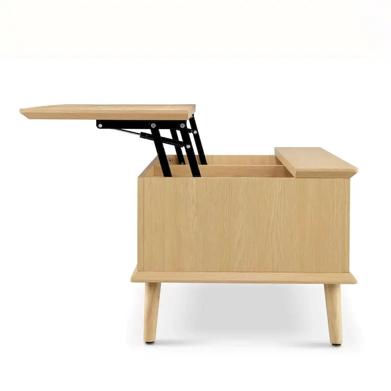 Stolik kawowy Chelsea Square Teagan z podnoszonym blatem i schowkiem, rattan – 42 x 17