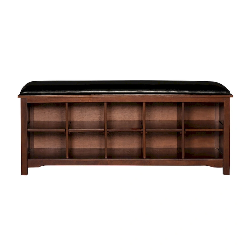 Banc rembourré avec dix cubes de rangement - 45 - Marron
