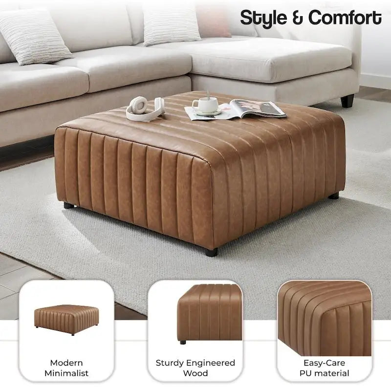 Table basse/ottomane carrée en similicuir Harland