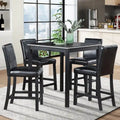 Modern 5-Piece Dining Set with Square Counter Height Table & 4 Upholstered Chairs