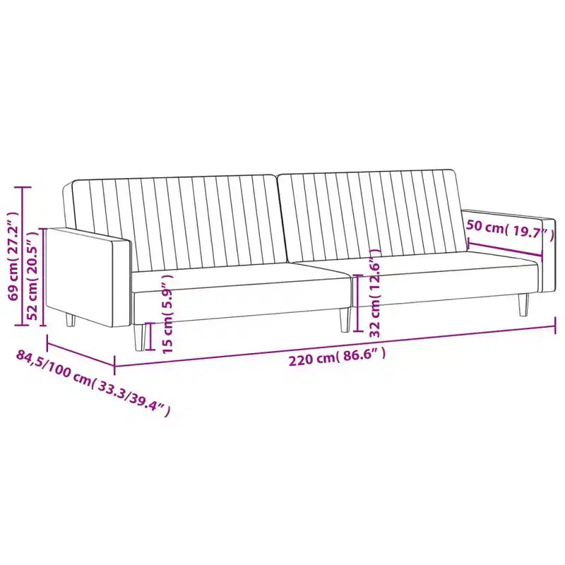 Ciemnoszara aksamitna dwuosobowa rozkładana sofa