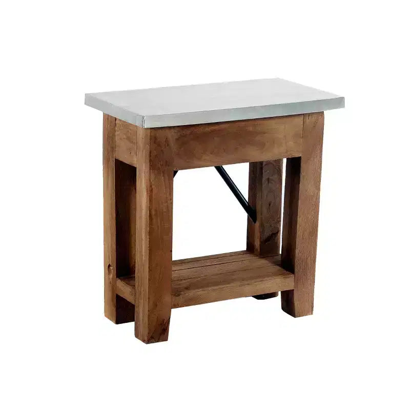 Table d'appoint en bois avec étagère : Style industriel moderne, cadre en bois massif - Meubles Alaterre