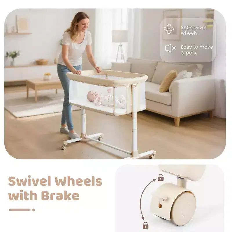 Moïse Bébé sur Roues – Beige / Gris / Rose, Cododo, pour 1 Bébé