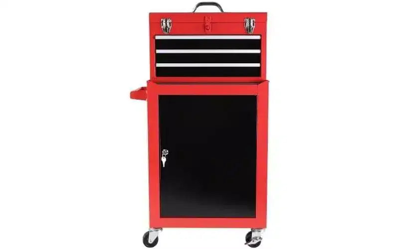 3-Drawer Rolling Tool Cabinet - Lockable Wheels, Large Storage & Adjustable Shelves, for Garage/Warehouse/Workshop