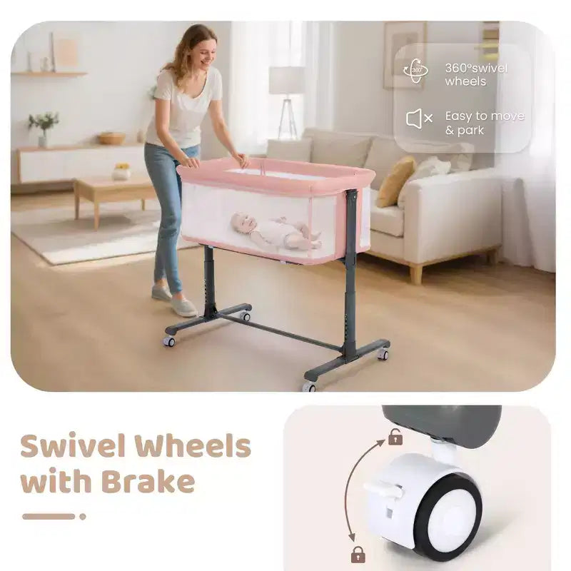 Moïse Bébé sur Roues – Beige / Gris / Rose, Cododo, pour 1 Bébé