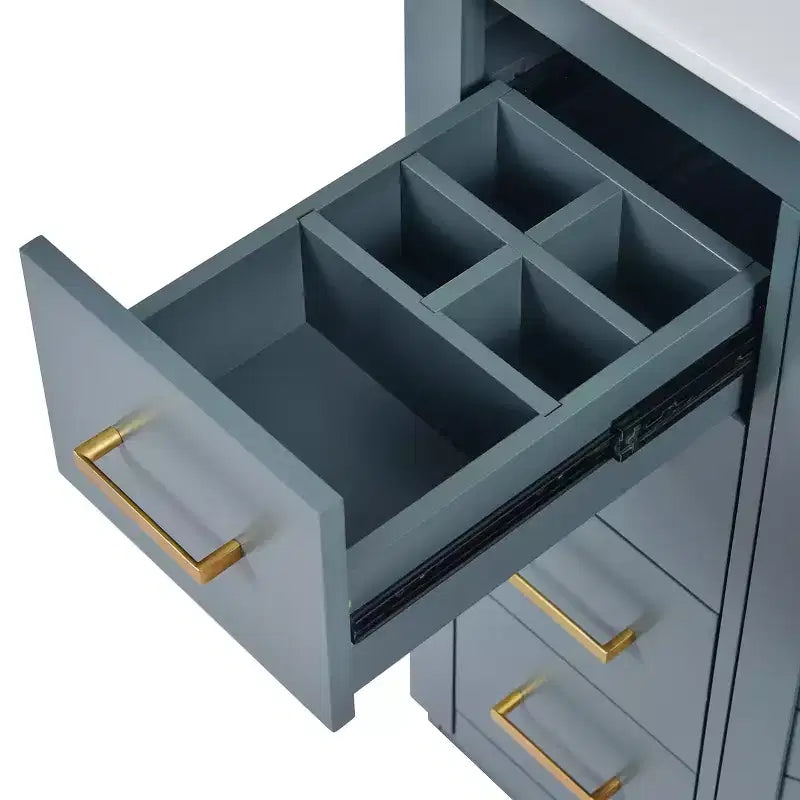 Meuble-lavabo de salle de bain de 76 cm à lavabo simple avec armoire et 3 tiroirs – Noir / Bleu / Vert / Indigo / Blanc