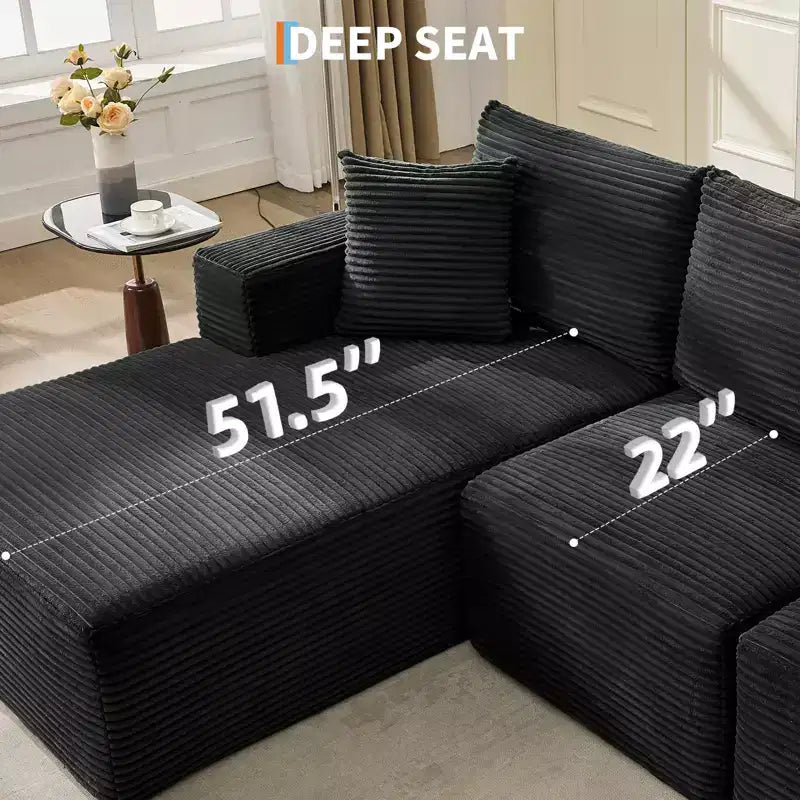 108 Modern Sofa Couch, 3 Seater Upholstered L Shaped Sofa with Pillows, Deep Seat Sofa, No Assembly Required