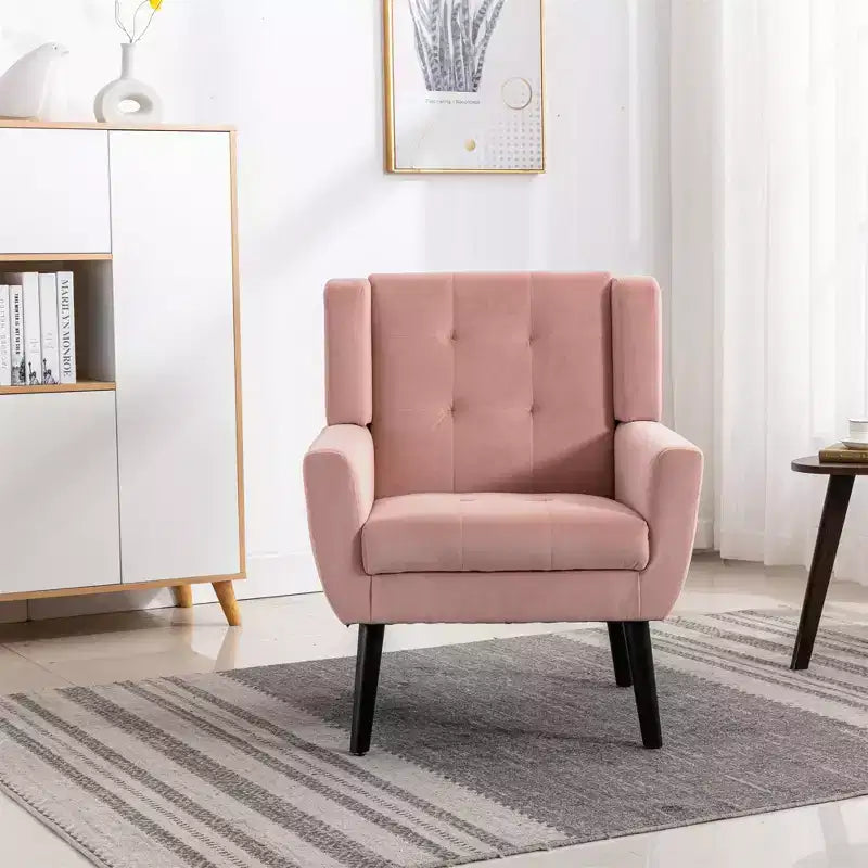Fauteuil d'appoint capitonné multicolore avec pieds en bois, une place