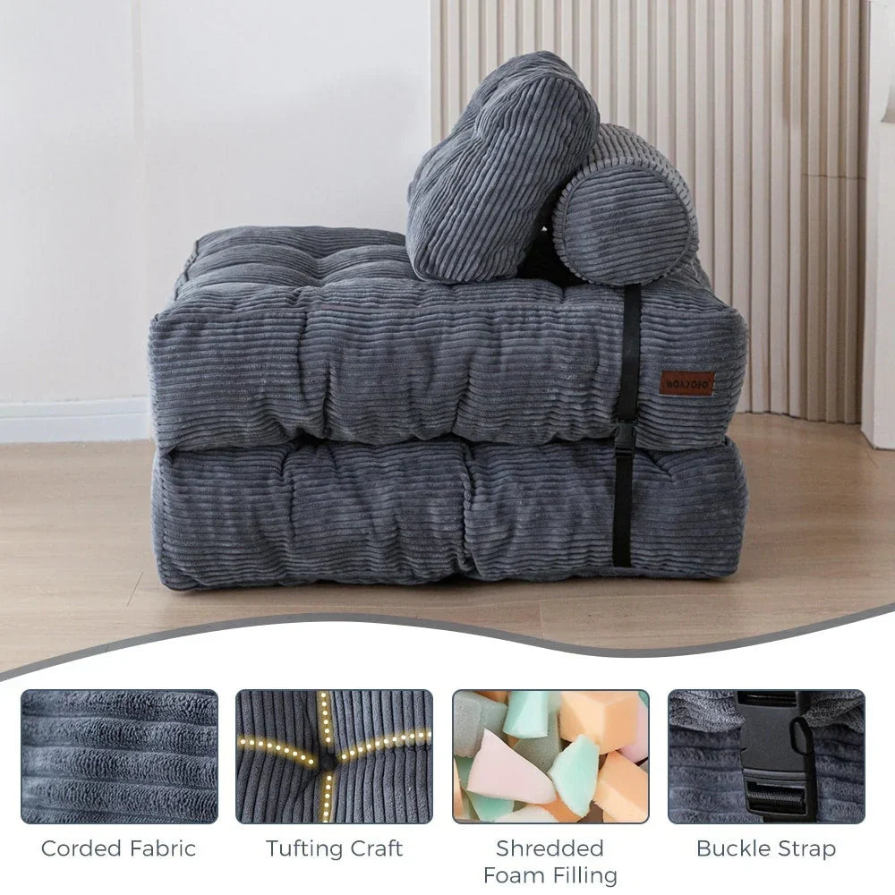 8 Corduroy Folding Couch Sofa Bed,Single