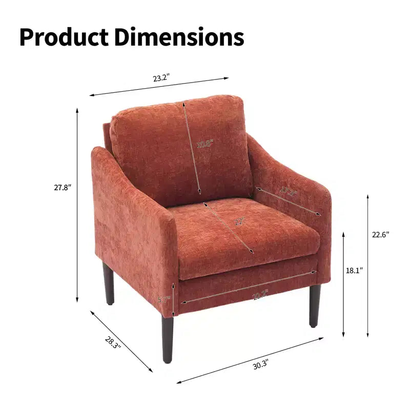 Fauteuil d'appoint en chenille beige/noir/vert/orange, fauteuil incurvé pour 1 personne, canapé individuel
