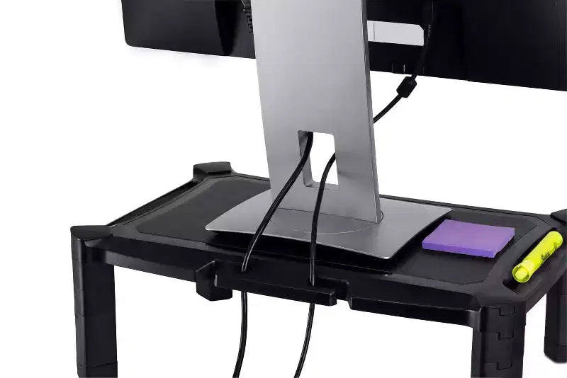 Support rehausseur noir réglable en hauteur pour écran et imprimante, simple