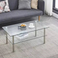 2-Tier Modern Coffee Table with Storage Shelf, Space-Saving Design for Living Room