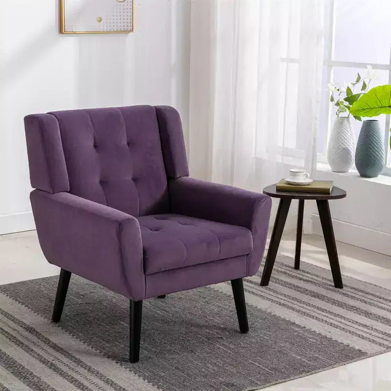 Fauteuil d'appoint capitonné multicolore avec pieds en bois, une place