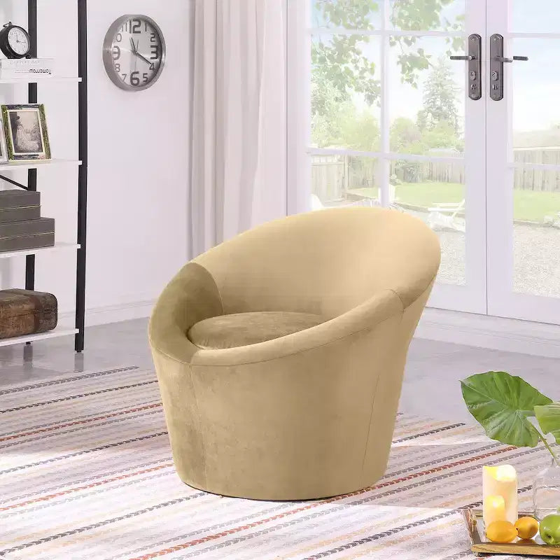 Fauteuil d'appoint en velours – Siège simple | Beige / Noir / Marron / Camel / Cognac / Crème / Vert / Fauve / Taupe