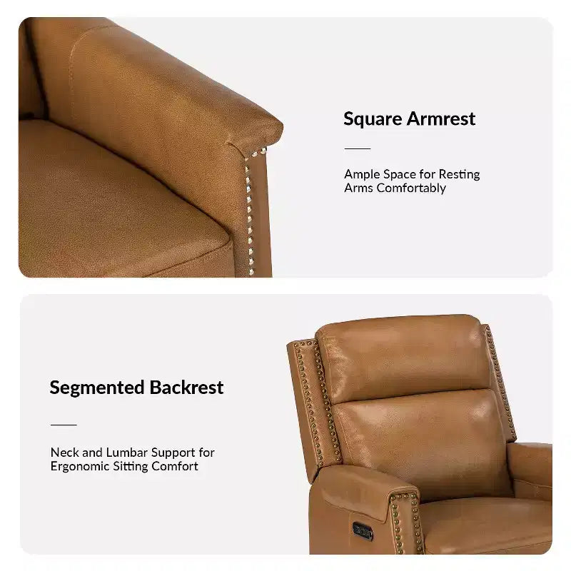 Fauteuil inclinable motorisé, couleur brun/camel, une place