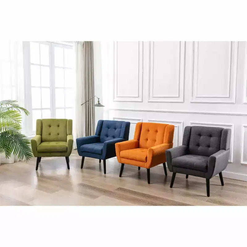 Fauteuil d'appoint capitonné multicolore avec pieds en bois, une place