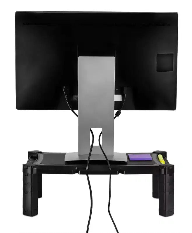 Support rehausseur noir réglable en hauteur pour écran et imprimante, simple