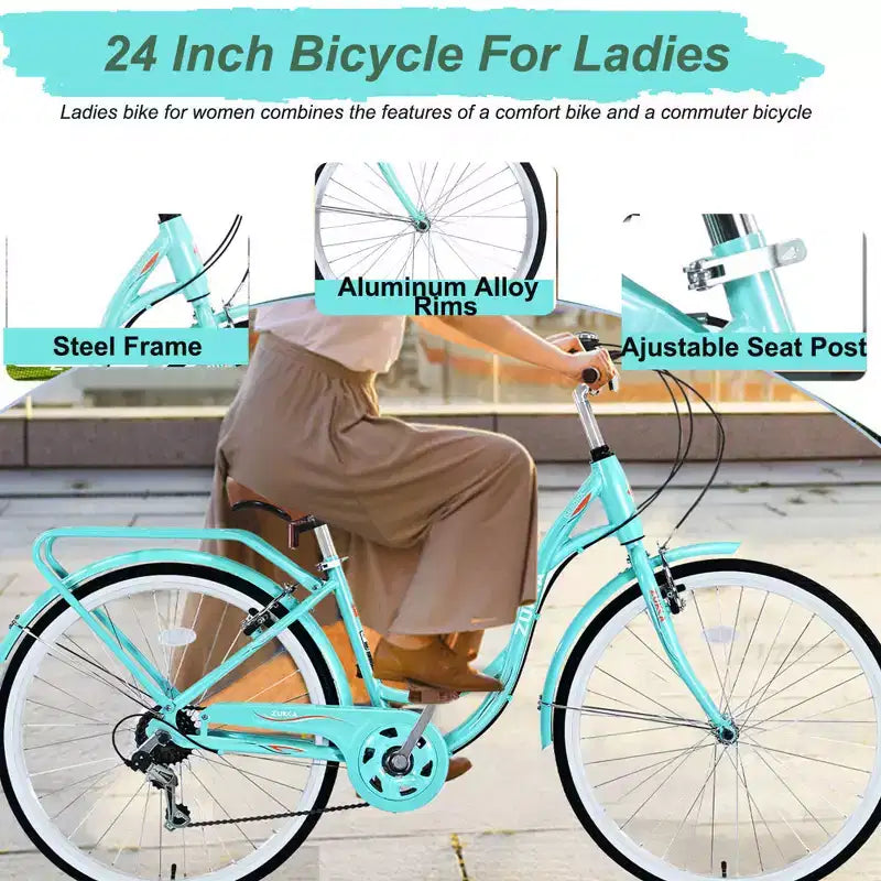 Zeus & Ruta 24-Inch Ladies Bicycle with 7-Speed and Steel Frame