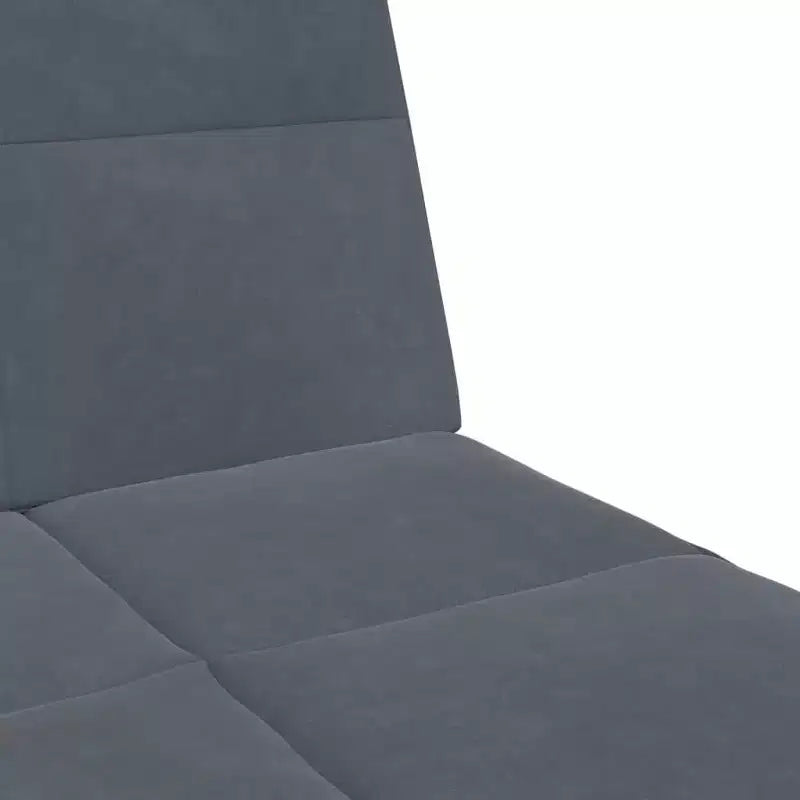Ciemnoszara aksamitna dwuosobowa rozkładana sofa z otomaną