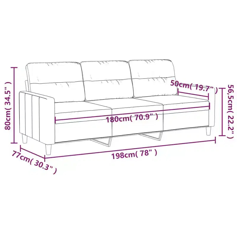 Ciemnoszara poliestrowa sofa 3-osobowa