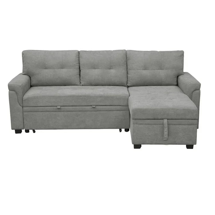 Convertible Reversible Sectional Sofa with Pull-Out Sleeper Bed, Hidden Storage Chaise, and Durable Legs