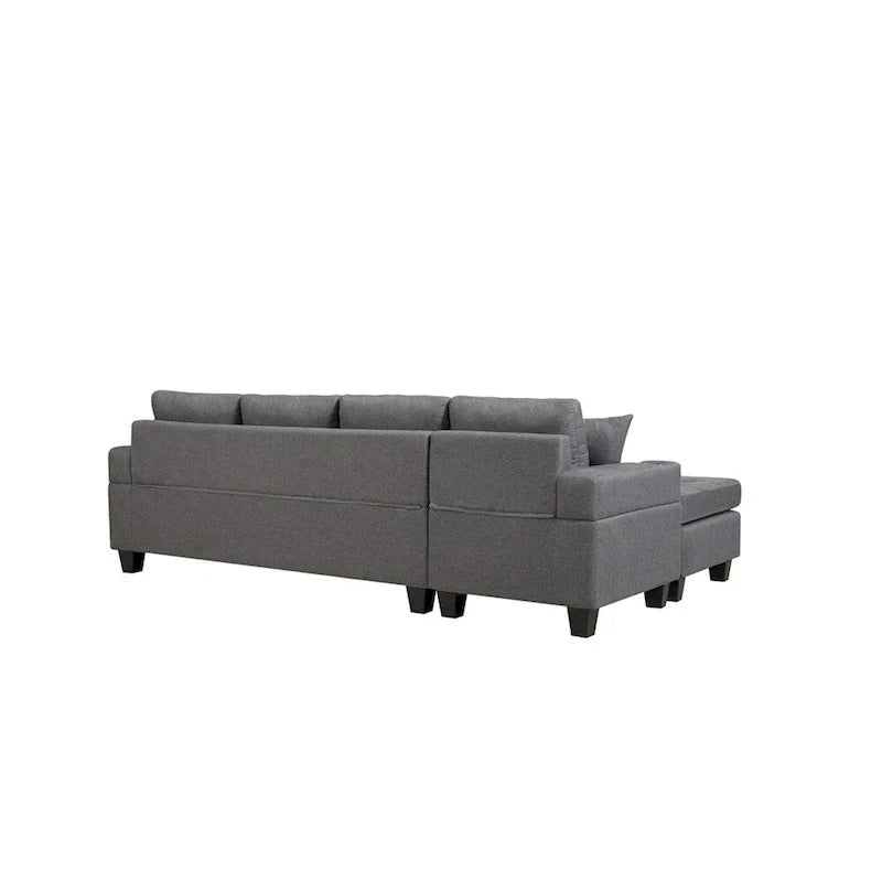 Sectional Sofa Living Room with L Shape Chaise Lounge and cup holder