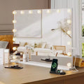 17 Inch LED Vanity Mirror with 3X Magnifier, Touch Control 3-Color Lighting Modes, USB Charging Port, Tabletop/Wall Mount Design, 32x24, White