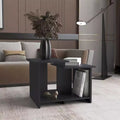 Weman 23.6 Black Coffee Table with Open Shelf, Compact Durable Modern Storage Table for Living Room Home Office