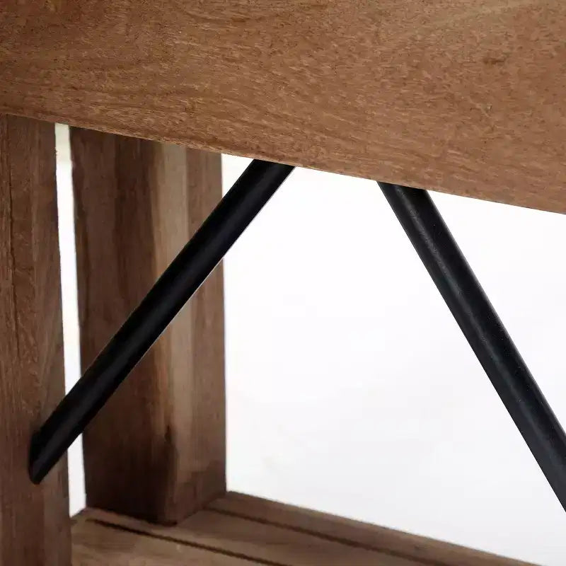 Table d'appoint en bois avec étagère : Style industriel moderne, cadre en bois massif - Meubles Alaterre