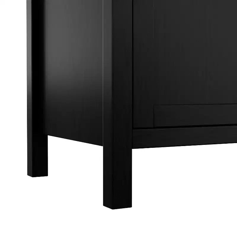 Buffet bahut avec portes vitrées, coloris noir/gris/bois, 4 portes, assemblage 1 personne