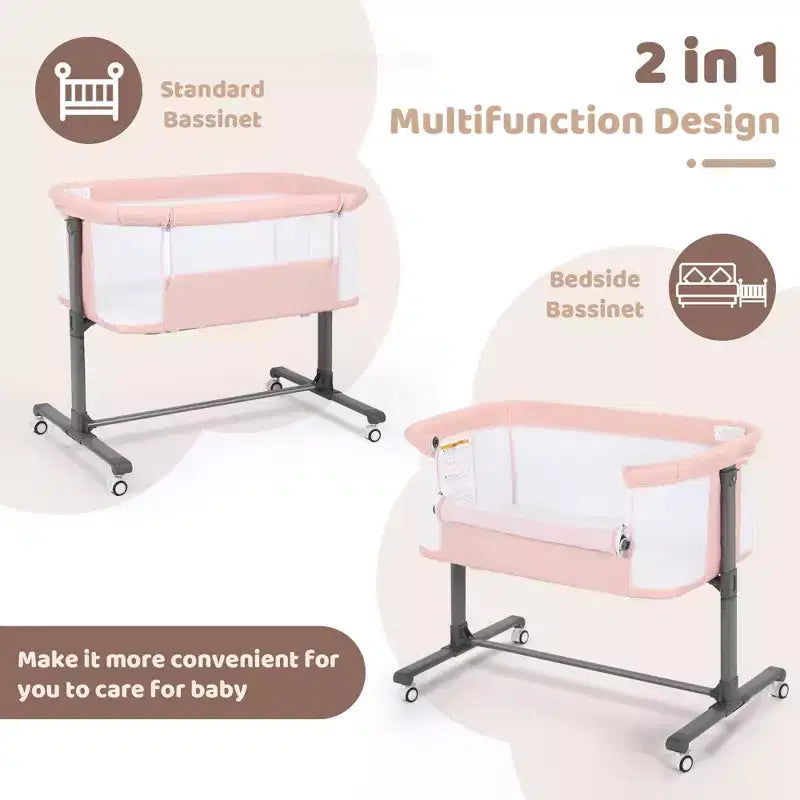 Moïse Bébé sur Roues – Beige / Gris / Rose, Cododo, pour 1 Bébé