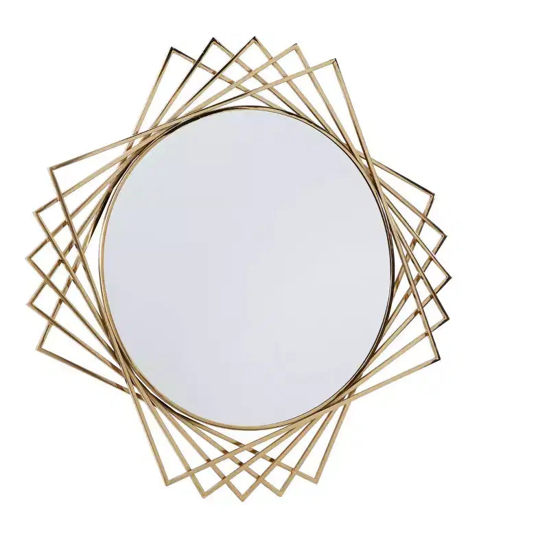 Miroir mural géométrique rond en métal noir/argenté, simple