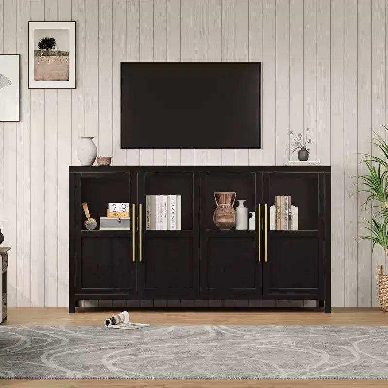55.12 Large Buffet Cabinet with Storage, Sideboard Buffet Cabinet with Glass Doors