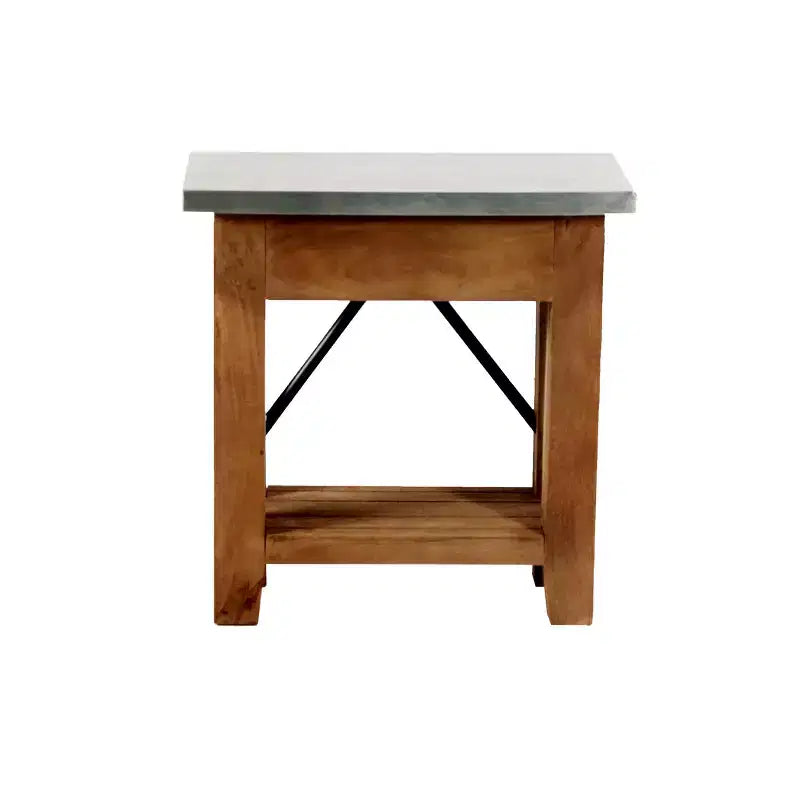 Table d'appoint en bois avec étagère : Style industriel moderne, cadre en bois massif - Meubles Alaterre