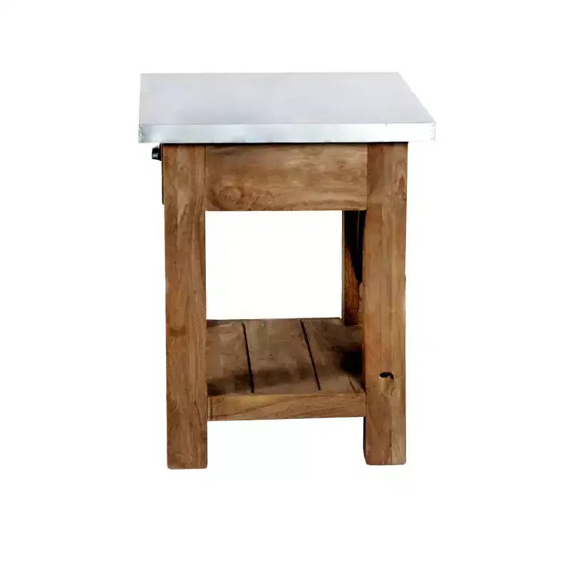 Table d'appoint en bois avec étagère : Style industriel moderne, cadre en bois massif - Meubles Alaterre