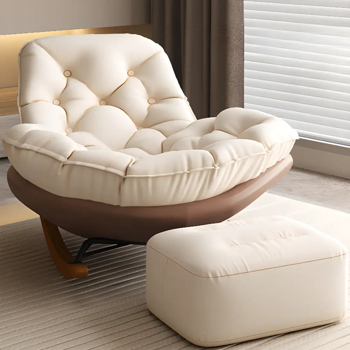 Scandinavian Upholstered Rocking Chair with Optional Ottoman