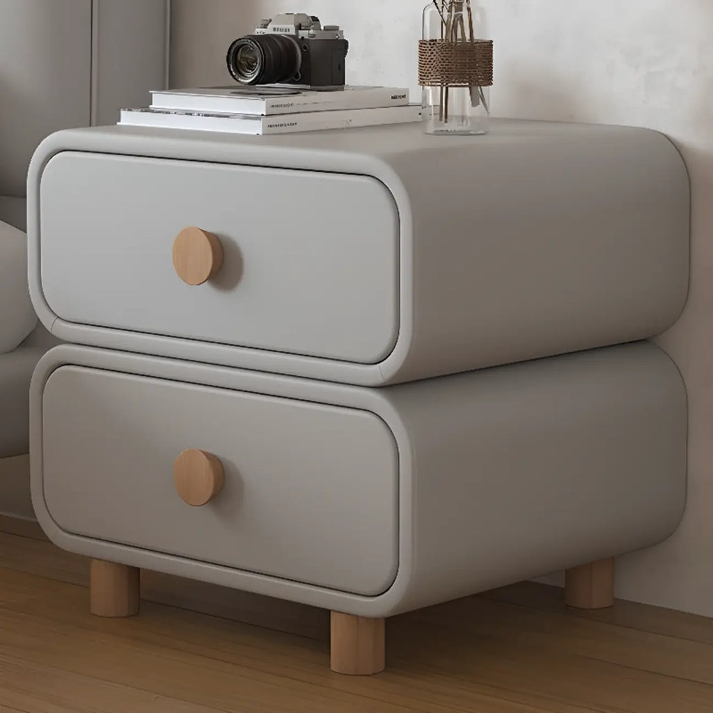 Pleather Scandinavian Nightstand With Faux Leather Finish