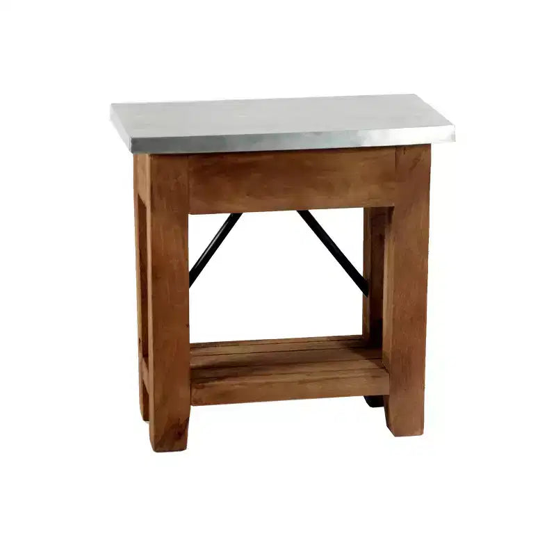 Millwork End Table with Shelf: Modern Industrial Style, Hardwood Frame - Alaterre Furniture